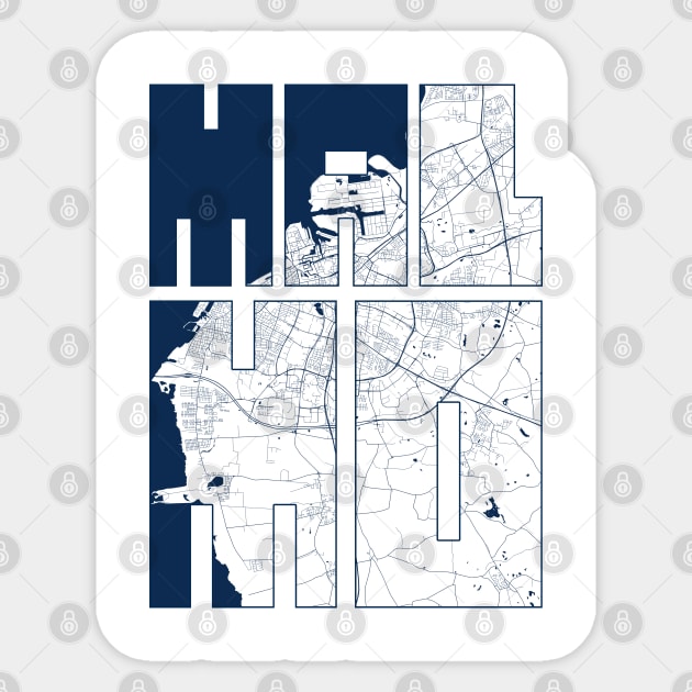 Malmo, Scania, Sweden City Map Typography - Coastal Sticker by deMAP Studio